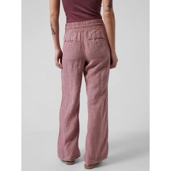 Athleta Tawny Rose Cabo Linen High Waist Wide Leg Beach Pull-On Casual Pants - Picture 7 of 11
